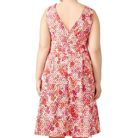 MONIQUE LHUILLIER Women's Plus Pink Floral Dress Retail $450.00 Size XXL? 18/20? - Picture 2 of 16